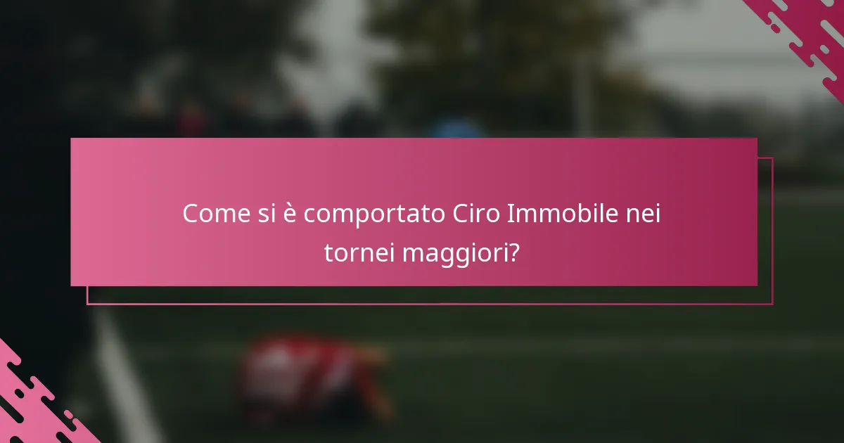 Come si è comportato Ciro Immobile nei tornei maggiori?