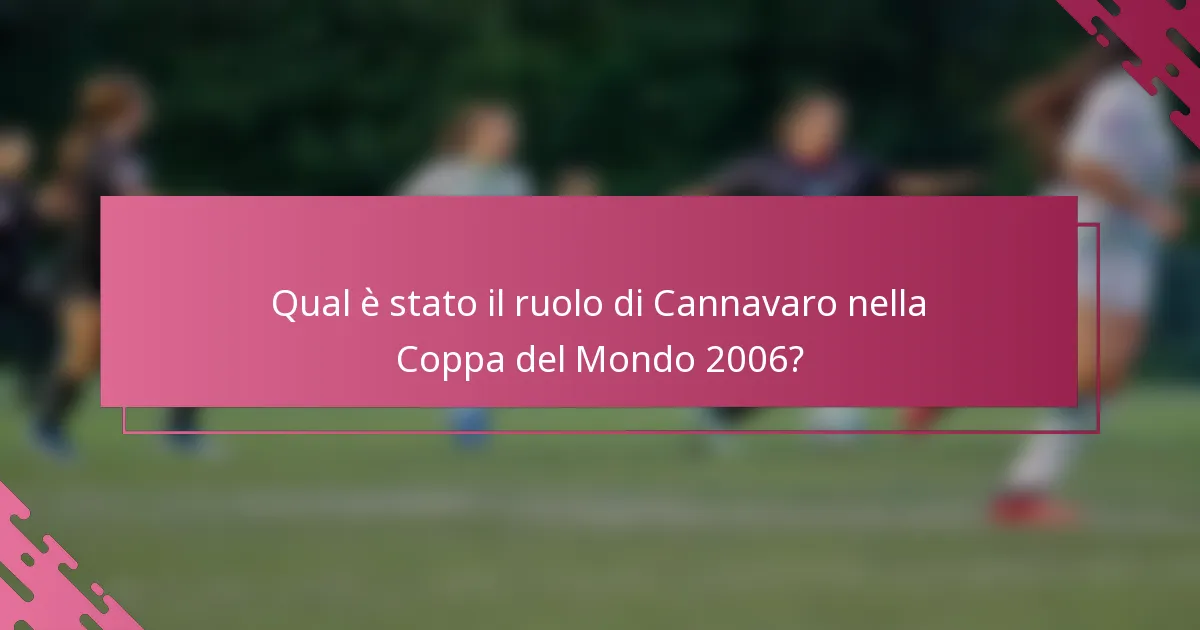 Qual è stato il ruolo di Cannavaro nella Coppa del Mondo 2006?