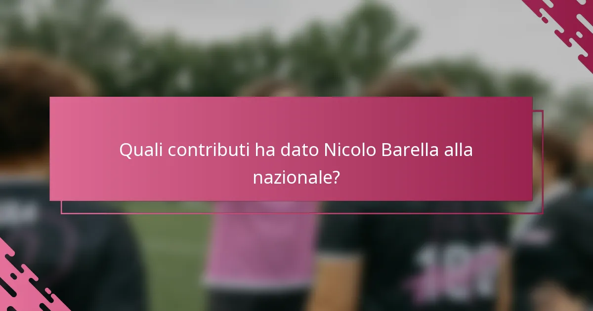 Quali contributi ha dato Nicolo Barella alla nazionale?