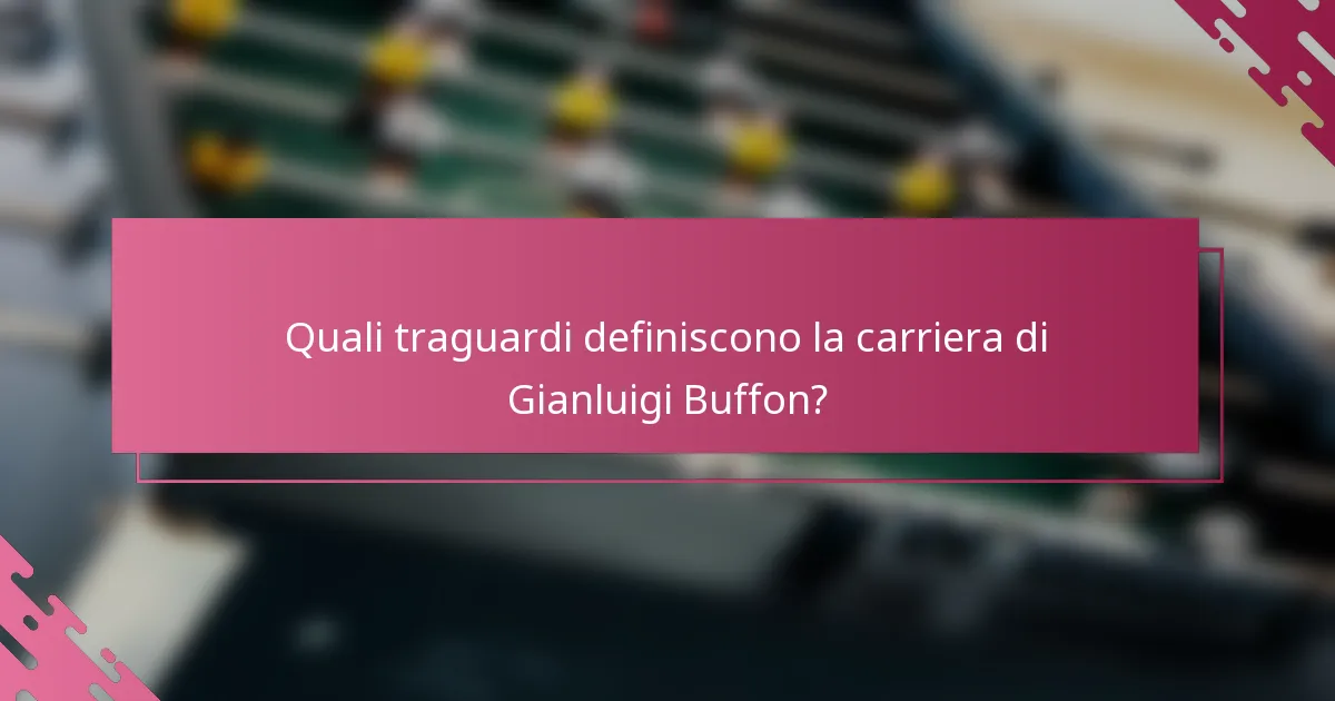Quali traguardi definiscono la carriera di Gianluigi Buffon?